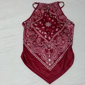SHEIN Red and White Bandana Crop Top
